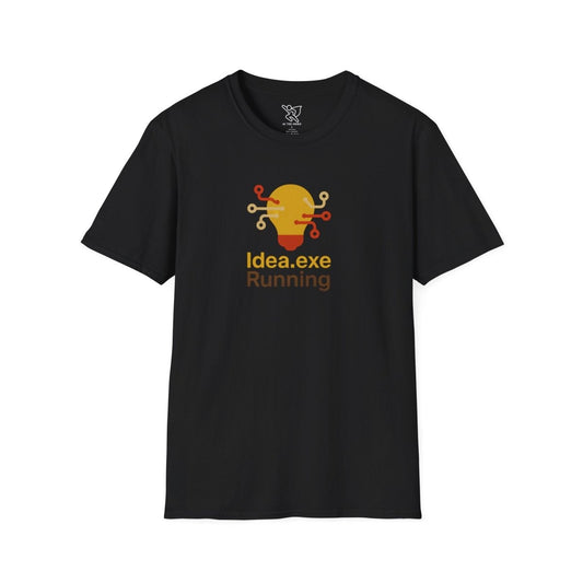 "Idea.exe Running" Tech - Inspired Unisex Softstyle T-Shirt, Geek Humor Tee, Casual Everyday Wear, Gift for Programmers, Unique Tech Gifts, Funny Coding Shirt CW - 2 Yellow Orange - AI Tee Hero
