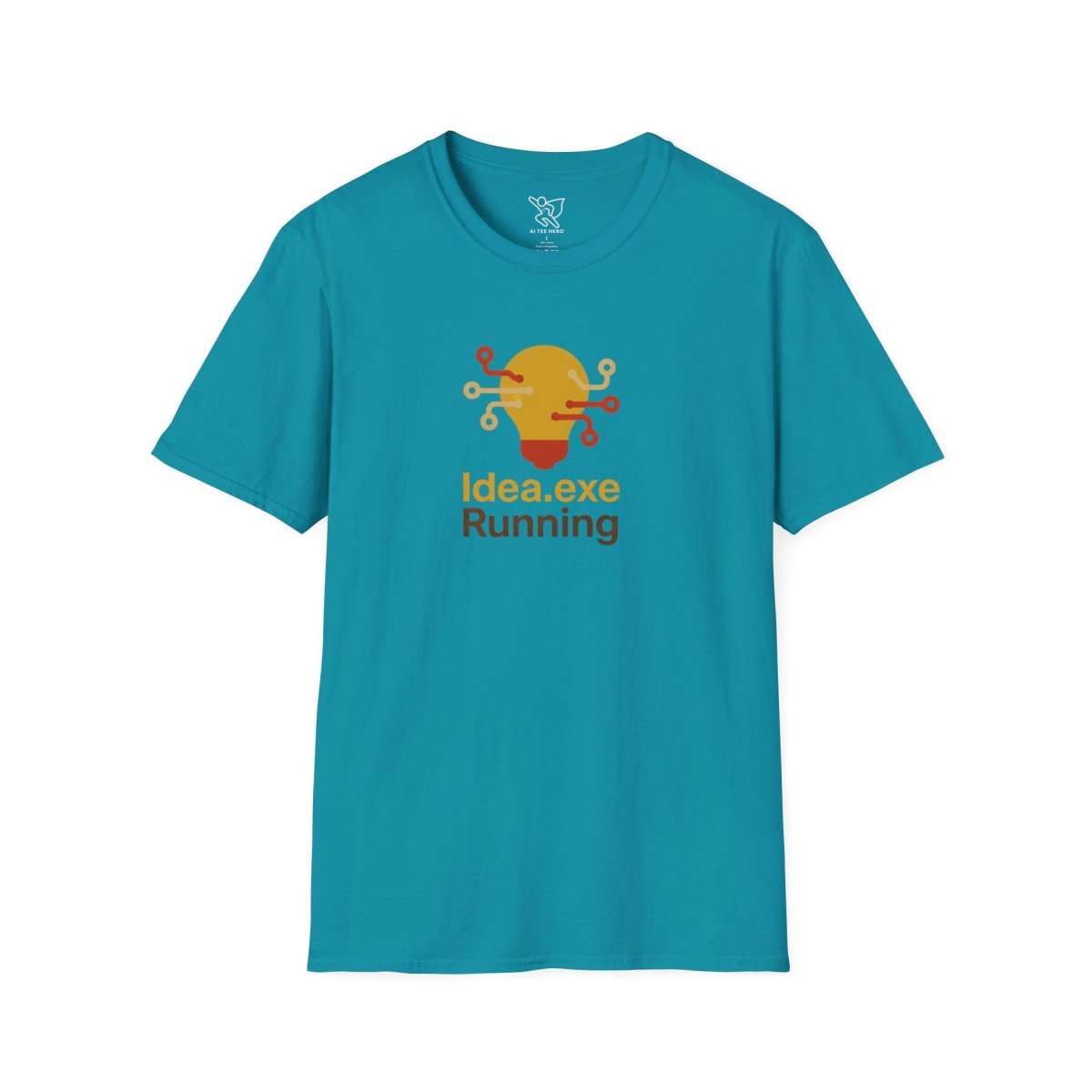 "Idea.exe Running" Tech - Inspired Unisex Softstyle T-Shirt, Geek Humor Tee, Casual Everyday Wear, Gift for Programmers, Unique Tech Gifts, Funny Coding Shirt CW - 2 Yellow Orange - AI Tee Hero