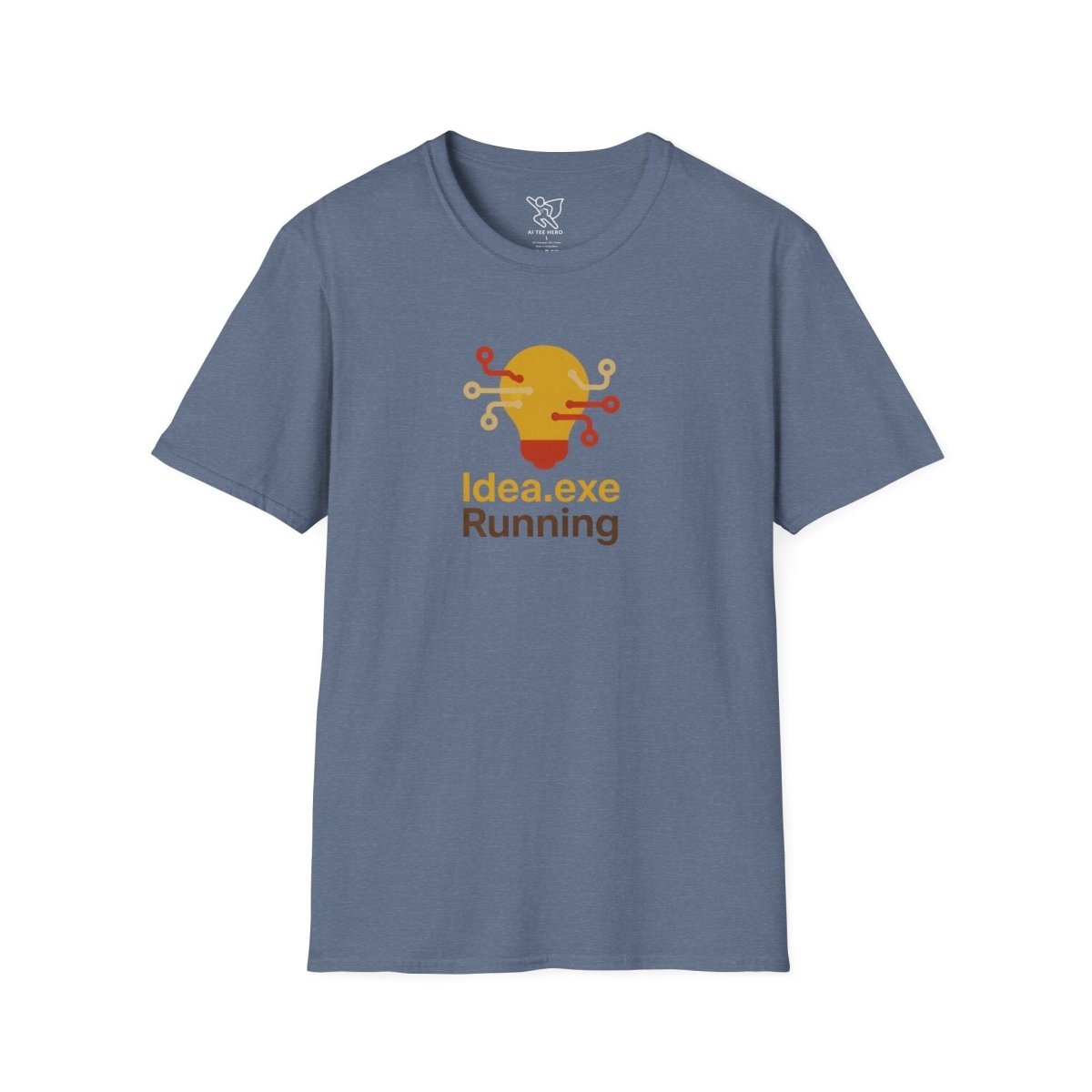 "Idea.exe Running" Tech - Inspired Unisex Softstyle T-Shirt, Geek Humor Tee, Casual Everyday Wear, Gift for Programmers, Unique Tech Gifts, Funny Coding Shirt CW - 2 Yellow Orange - AI Tee Hero