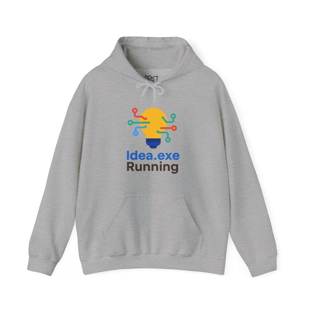 "Idea.exe Running" Unisex Heavy Blend™ Hooded Sweatshirt - Witty Tech Apparel, Vibrant Color Digital - Era Inspired Design - AI Tee Hero