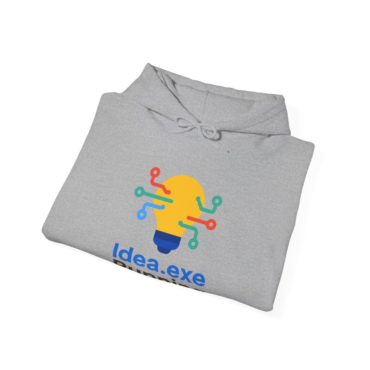 "Idea.exe Running" Unisex Heavy Blend™ Hooded Sweatshirt - Witty Tech Apparel, Vibrant Color Digital - Era Inspired Design - AI Tee Hero