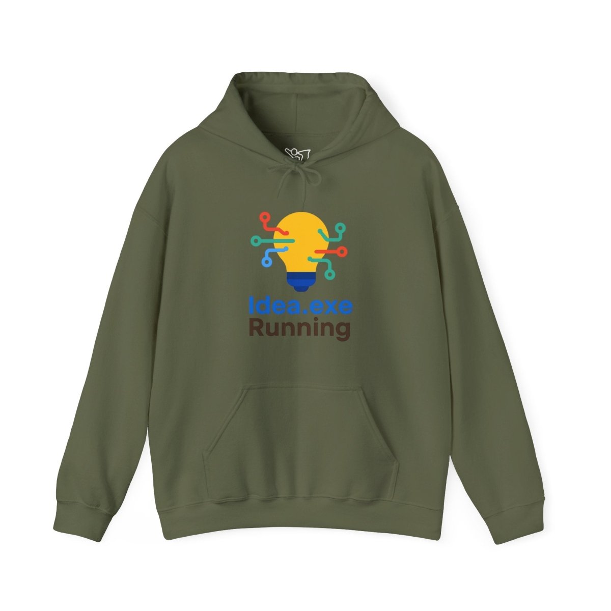 "Idea.exe Running" Unisex Heavy Blend™ Hooded Sweatshirt - Witty Tech Apparel, Vibrant Color Digital - Era Inspired Design - AI Tee Hero