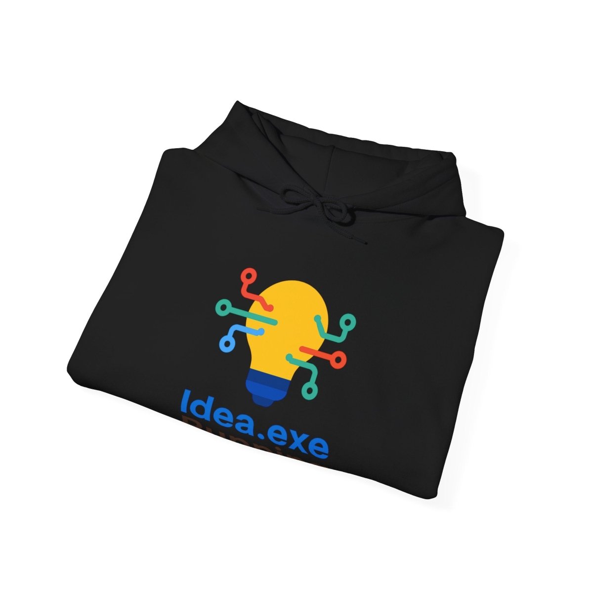"Idea.exe Running" Unisex Heavy Blend™ Hooded Sweatshirt - Witty Tech Apparel, Vibrant Color Digital - Era Inspired Design - AI Tee Hero