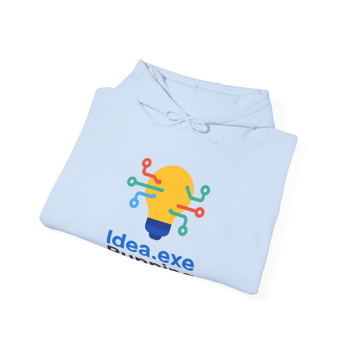 "Idea.exe Running" Unisex Heavy Blend™ Hooded Sweatshirt - Witty Tech Apparel, Vibrant Color Digital - Era Inspired Design - AI Tee Hero