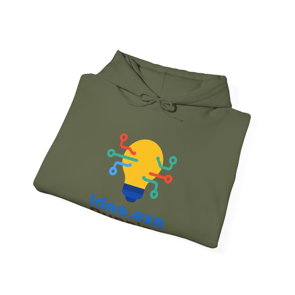 "Idea.exe Running" Unisex Heavy Blend™ Hooded Sweatshirt - Witty Tech Apparel, Vibrant Color Digital - Era Inspired Design - AI Tee Hero