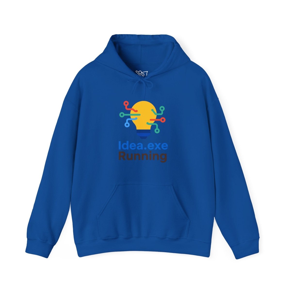 "Idea.exe Running" Unisex Heavy Blend™ Hooded Sweatshirt - Witty Tech Apparel, Vibrant Color Digital - Era Inspired Design - AI Tee Hero