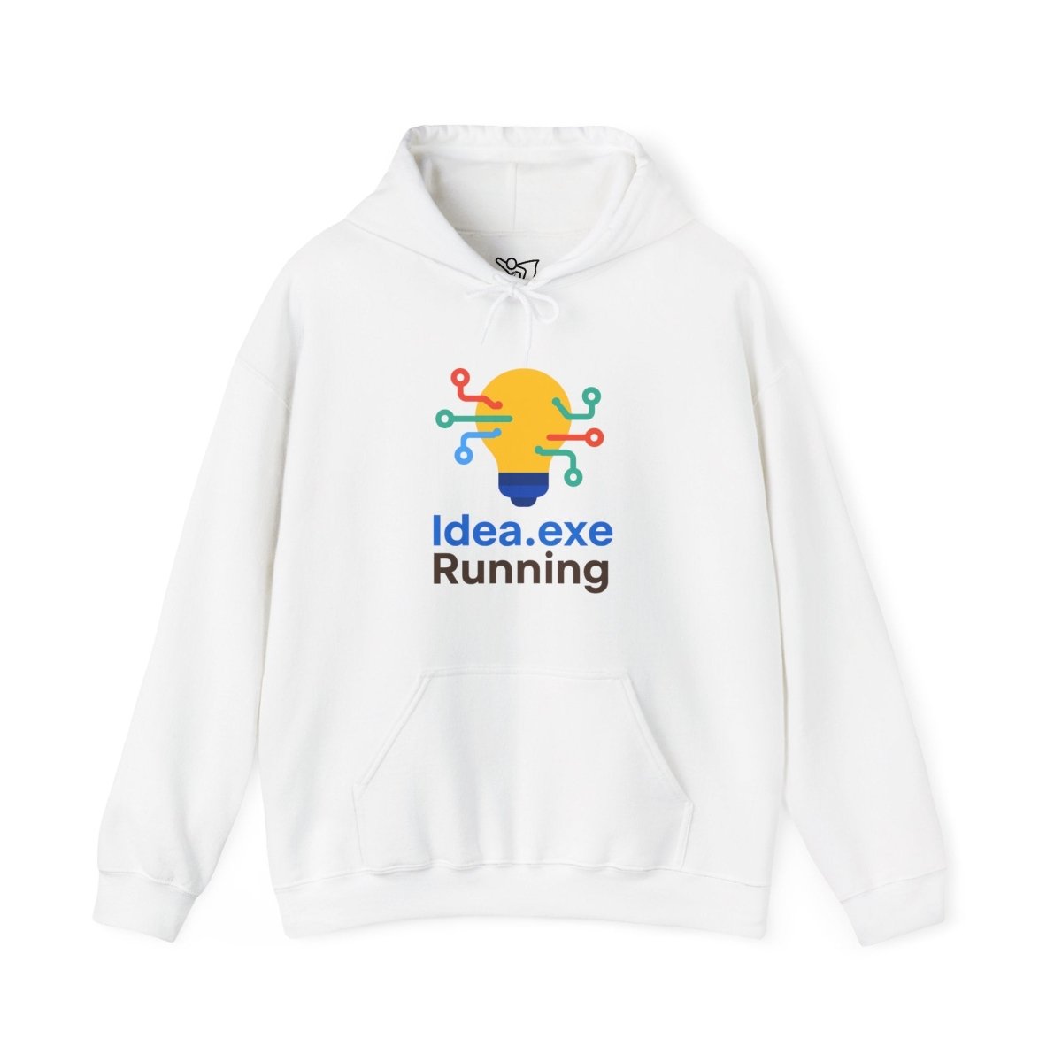 "Idea.exe Running" Unisex Heavy Blend™ Hooded Sweatshirt - Witty Tech Apparel, Vibrant Color Digital - Era Inspired Design - AI Tee Hero