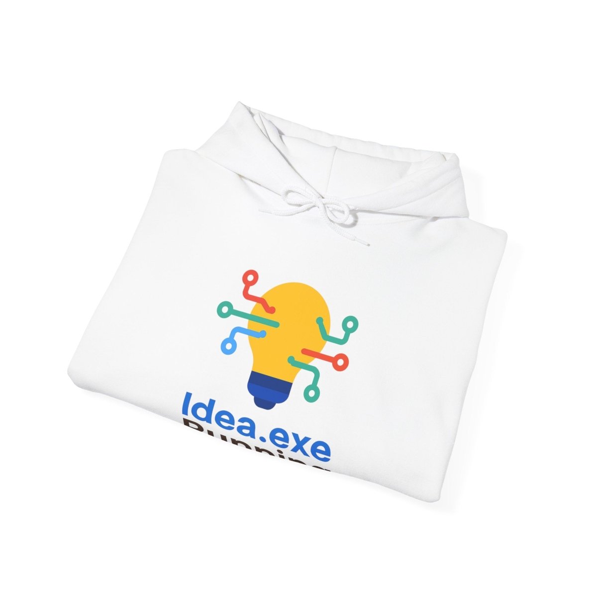 "Idea.exe Running" Unisex Heavy Blend™ Hooded Sweatshirt - Witty Tech Apparel, Vibrant Color Digital - Era Inspired Design - AI Tee Hero
