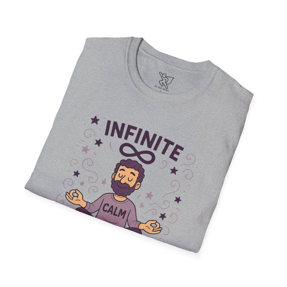 "Infinite Calm" Meditation Vibes T-Shirt - Unisex Softstyle Shirt, Gift for Yogis, Mindfulness, Relaxation, Zen Art Tee, Casual Everyday Wear - MINDSet Collection - AI Tee Hero
