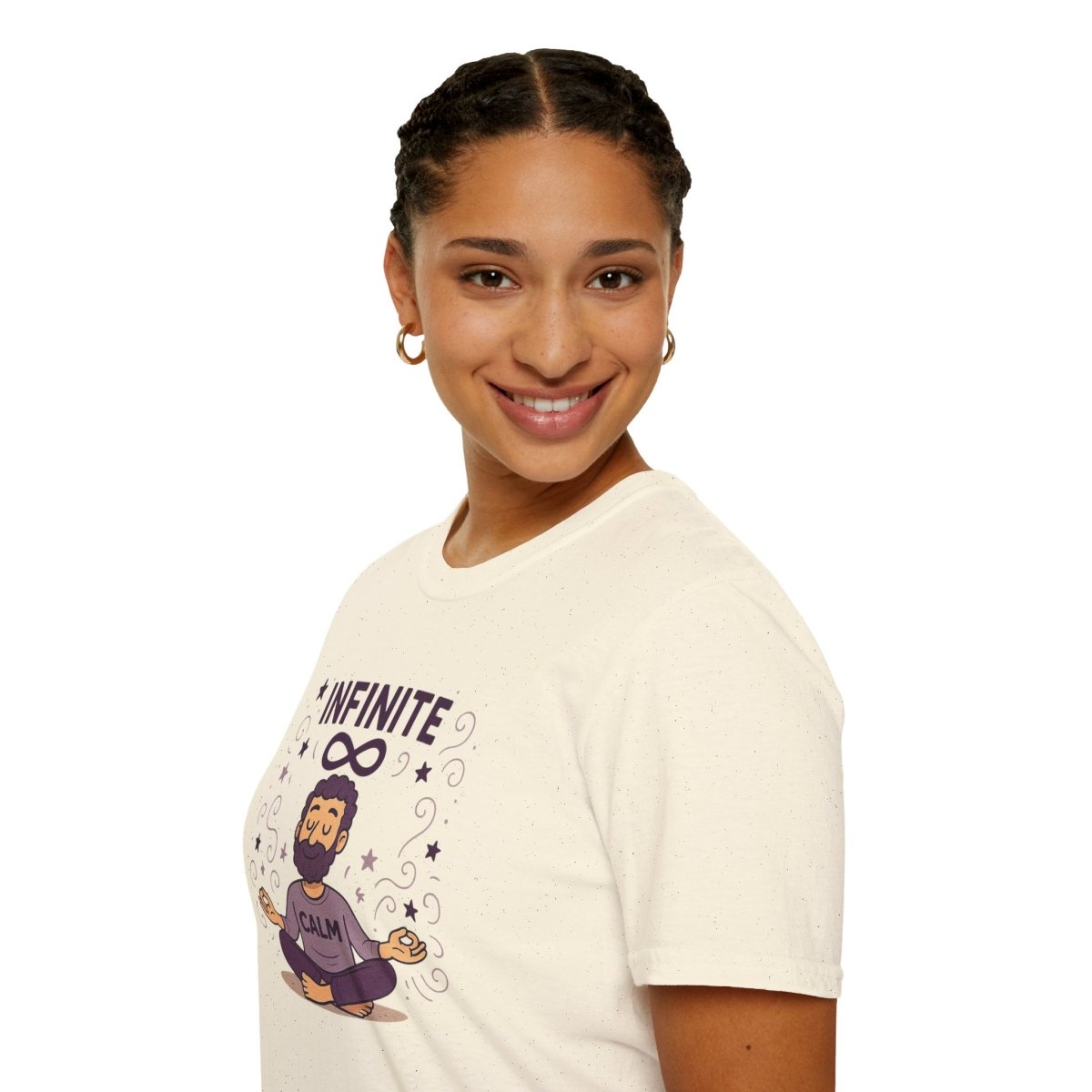 "Infinite Calm" Meditation Vibes T-Shirt - Unisex Softstyle Shirt, Gift for Yogis, Mindfulness, Relaxation, Zen Art Tee, Casual Everyday Wear - MINDSet Collection - AI Tee Hero