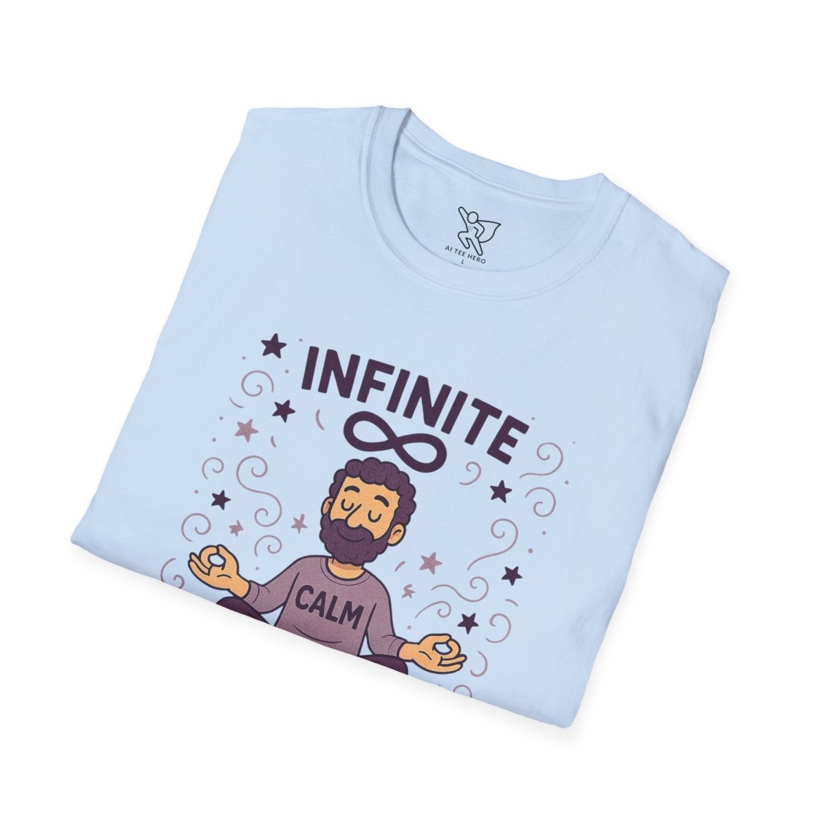 "Infinite Calm" Meditation Vibes T-Shirt - Unisex Softstyle Shirt, Gift for Yogis, Mindfulness, Relaxation, Zen Art Tee, Casual Everyday Wear - MINDSet Collection - AI Tee Hero