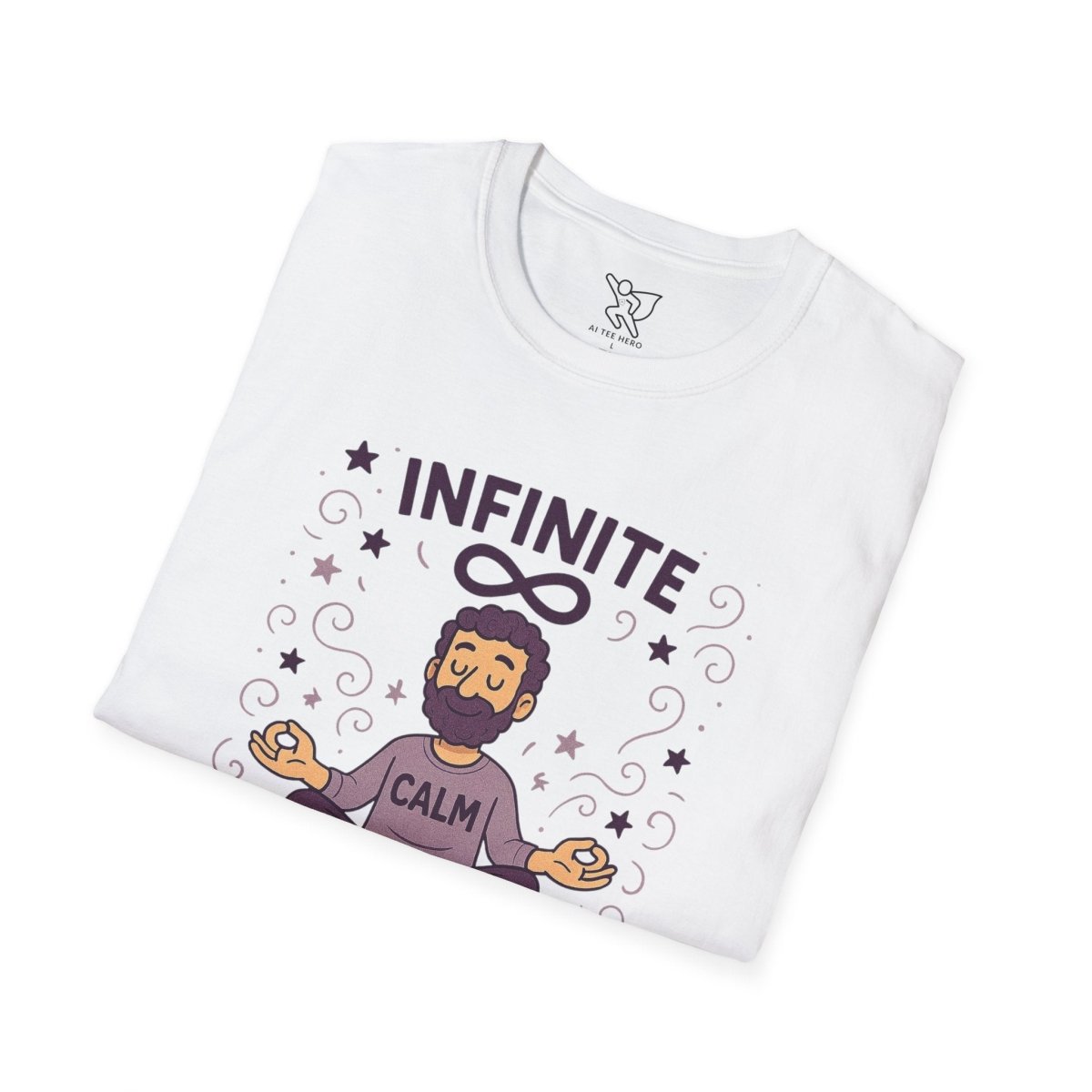 "Infinite Calm" Meditation Vibes T-Shirt - Unisex Softstyle Shirt, Gift for Yogis, Mindfulness, Relaxation, Zen Art Tee, Casual Everyday Wear - MINDSet Collection - AI Tee Hero