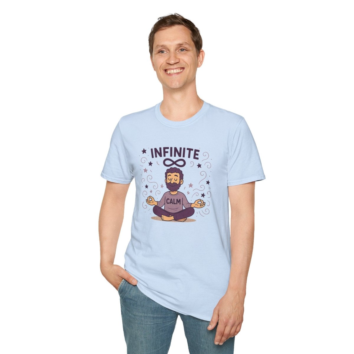 "Infinite Calm" Meditation Vibes T-Shirt - Unisex Softstyle Shirt, Gift for Yogis, Mindfulness, Relaxation, Zen Art Tee, Casual Everyday Wear - MINDSet Collection - AI Tee Hero