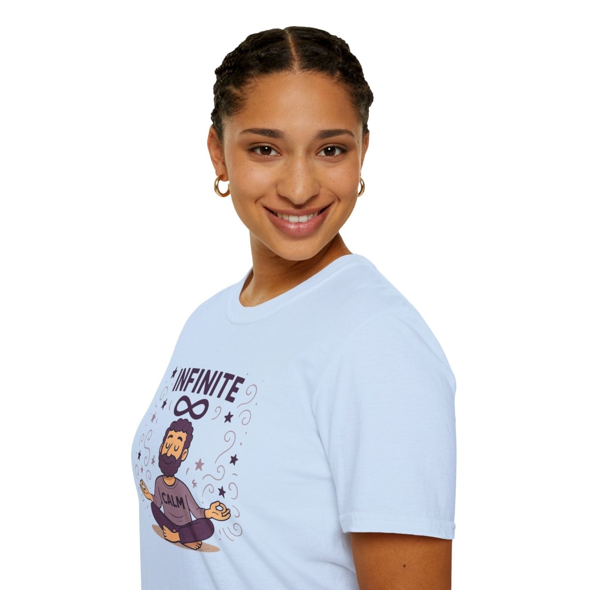 "Infinite Calm" Meditation Vibes T-Shirt - Unisex Softstyle Shirt, Gift for Yogis, Mindfulness, Relaxation, Zen Art Tee, Casual Everyday Wear - MINDSet Collection - AI Tee Hero