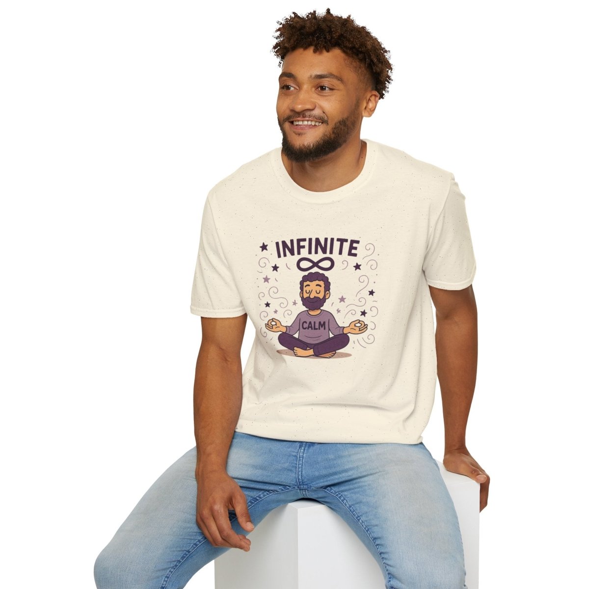 "Infinite Calm" Meditation Vibes T-Shirt - Unisex Softstyle Shirt, Gift for Yogis, Mindfulness, Relaxation, Zen Art Tee, Casual Everyday Wear - MINDSet Collection - AI Tee Hero