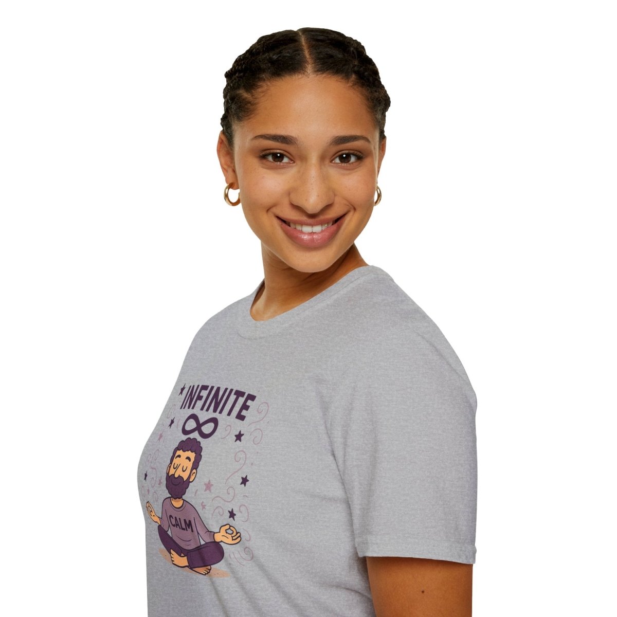 "Infinite Calm" Meditation Vibes T-Shirt - Unisex Softstyle Shirt, Gift for Yogis, Mindfulness, Relaxation, Zen Art Tee, Casual Everyday Wear - MINDSet Collection - AI Tee Hero