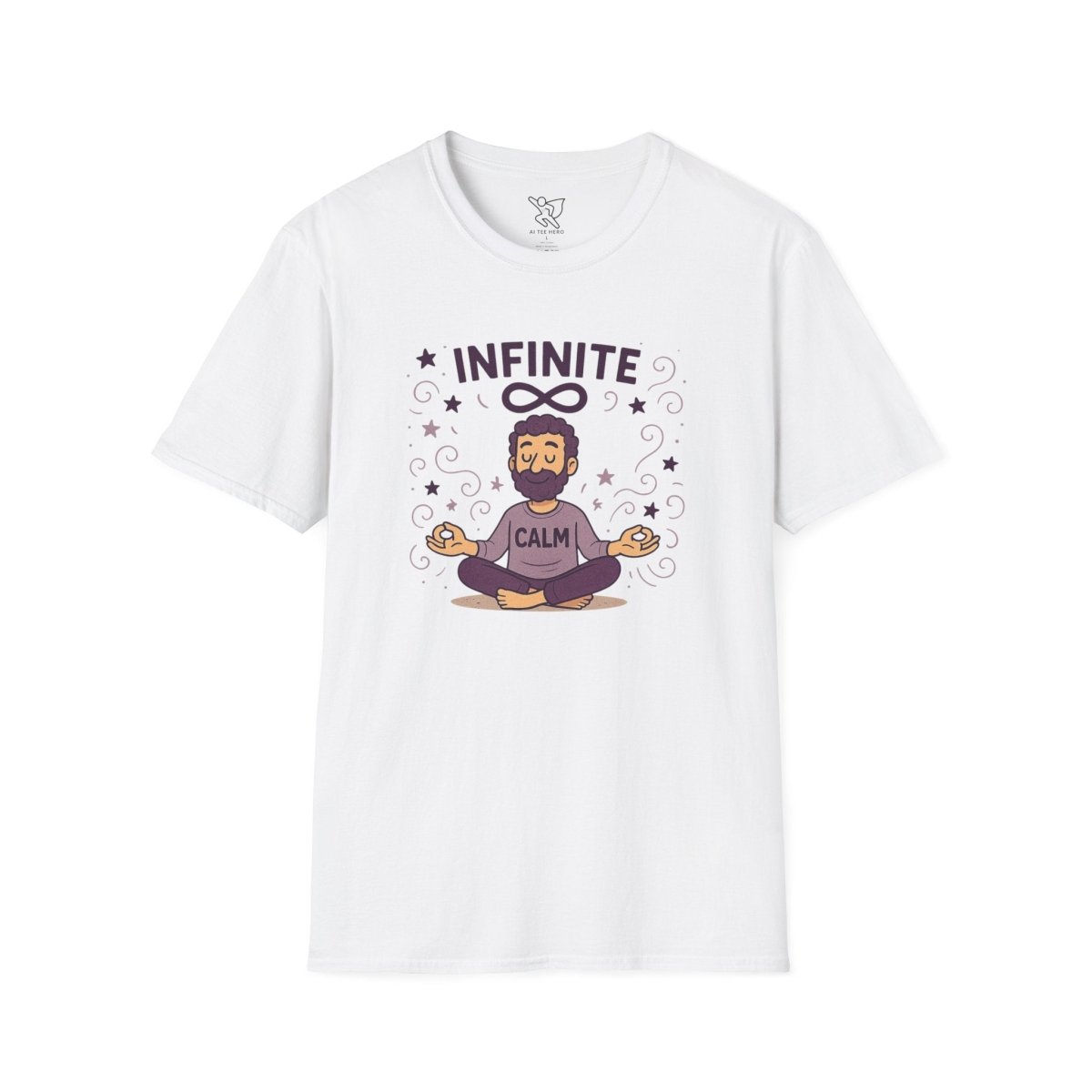 "Infinite Calm" Meditation Vibes T-Shirt - Unisex Softstyle Shirt, Gift for Yogis, Mindfulness, Relaxation, Zen Art Tee, Casual Everyday Wear - MINDSet Collection - AI Tee Hero