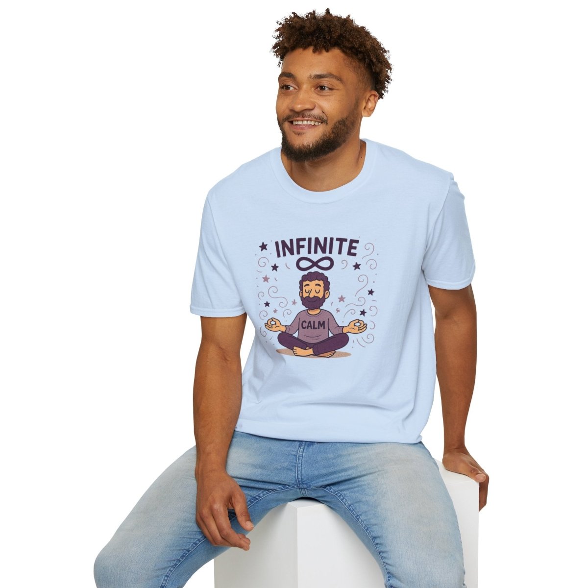 "Infinite Calm" Meditation Vibes T-Shirt - Unisex Softstyle Shirt, Gift for Yogis, Mindfulness, Relaxation, Zen Art Tee, Casual Everyday Wear - MINDSet Collection - AI Tee Hero