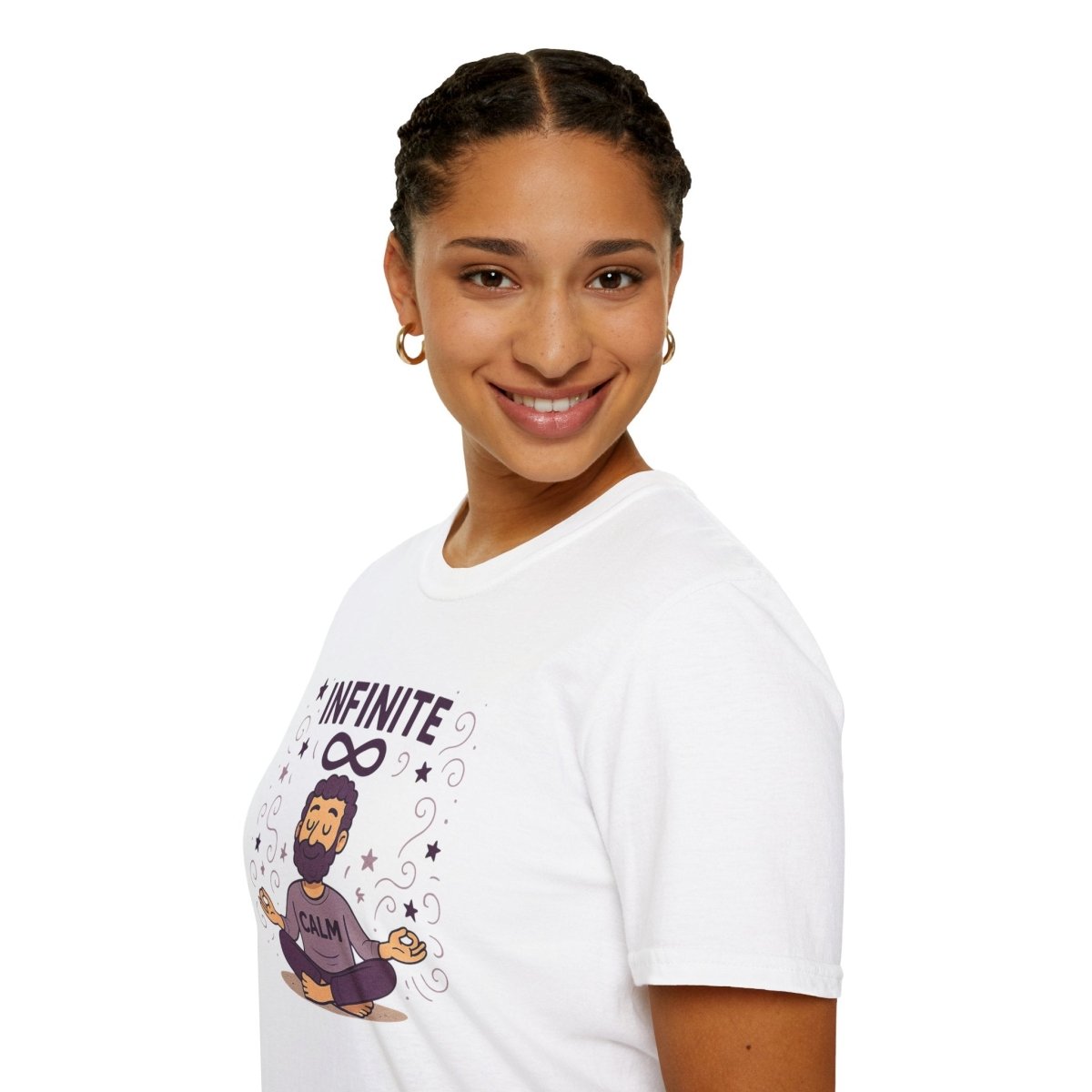 "Infinite Calm" Meditation Vibes T-Shirt - Unisex Softstyle Shirt, Gift for Yogis, Mindfulness, Relaxation, Zen Art Tee, Casual Everyday Wear - MINDSet Collection - AI Tee Hero
