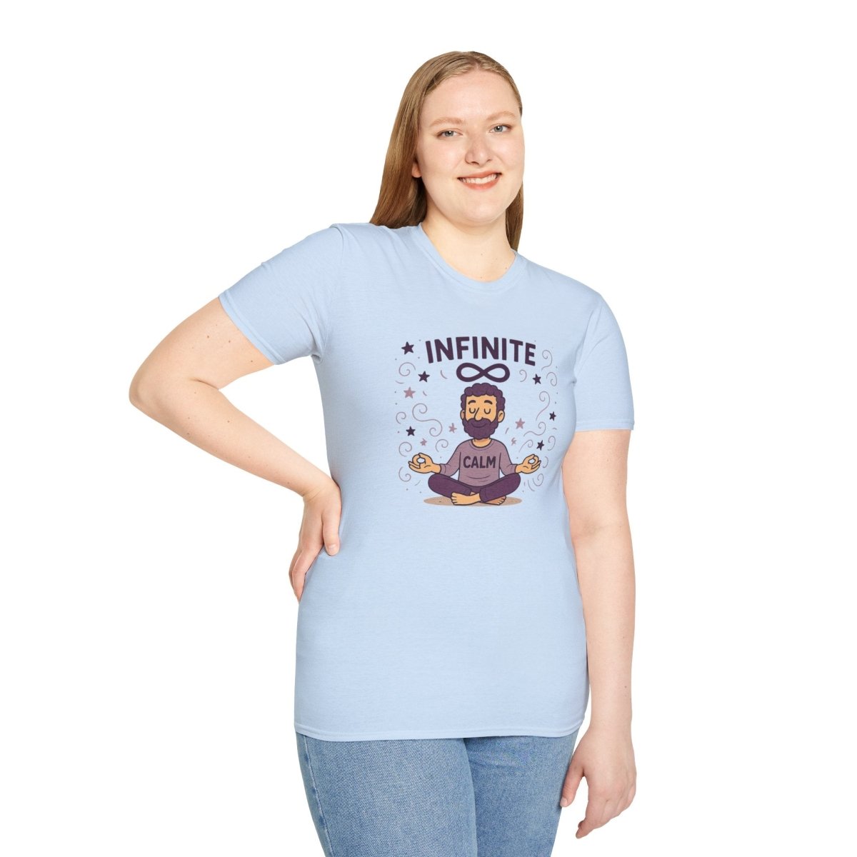 "Infinite Calm" Meditation Vibes T-Shirt - Unisex Softstyle Shirt, Gift for Yogis, Mindfulness, Relaxation, Zen Art Tee, Casual Everyday Wear - MINDSet Collection - AI Tee Hero