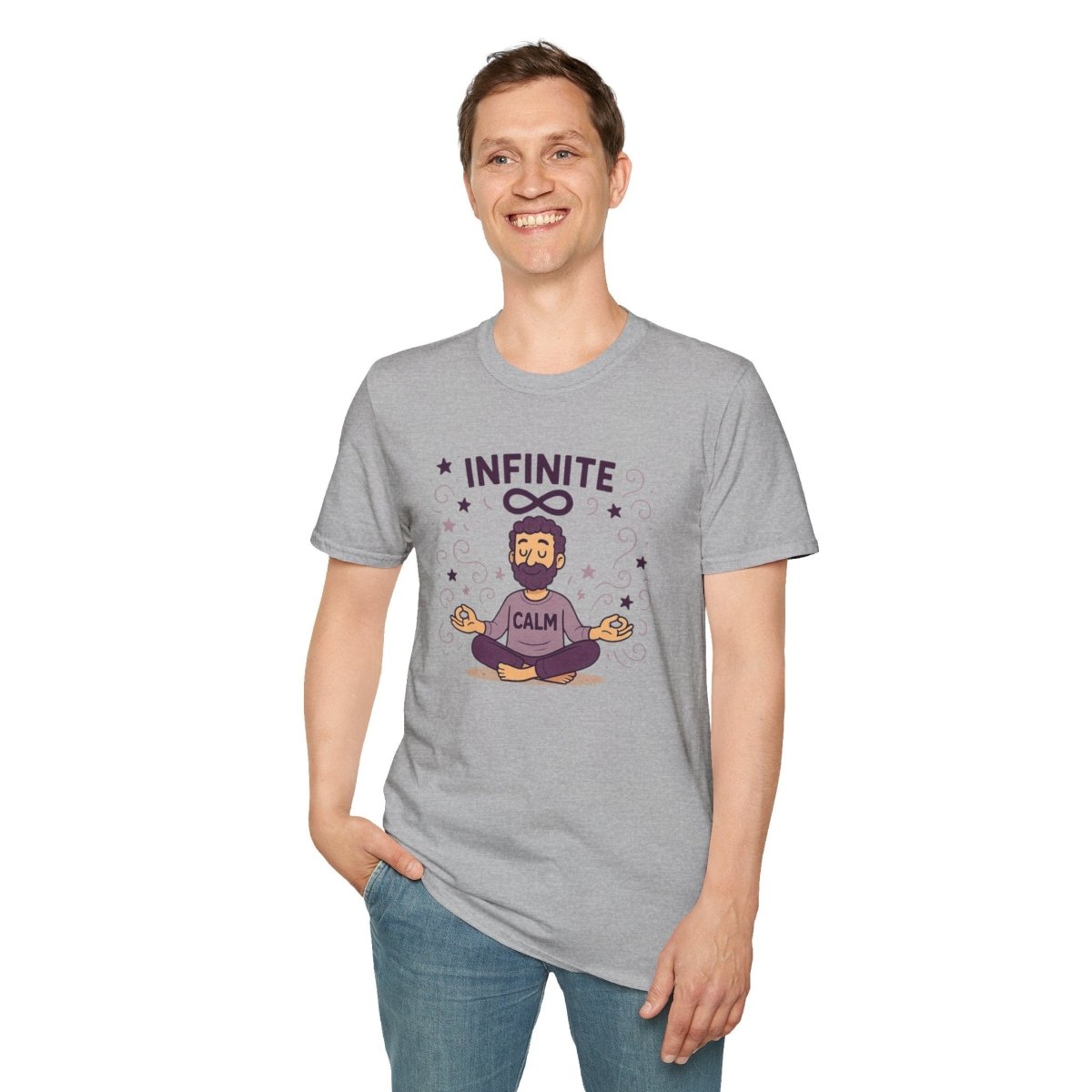 "Infinite Calm" Meditation Vibes T-Shirt - Unisex Softstyle Shirt, Gift for Yogis, Mindfulness, Relaxation, Zen Art Tee, Casual Everyday Wear - MINDSet Collection - AI Tee Hero