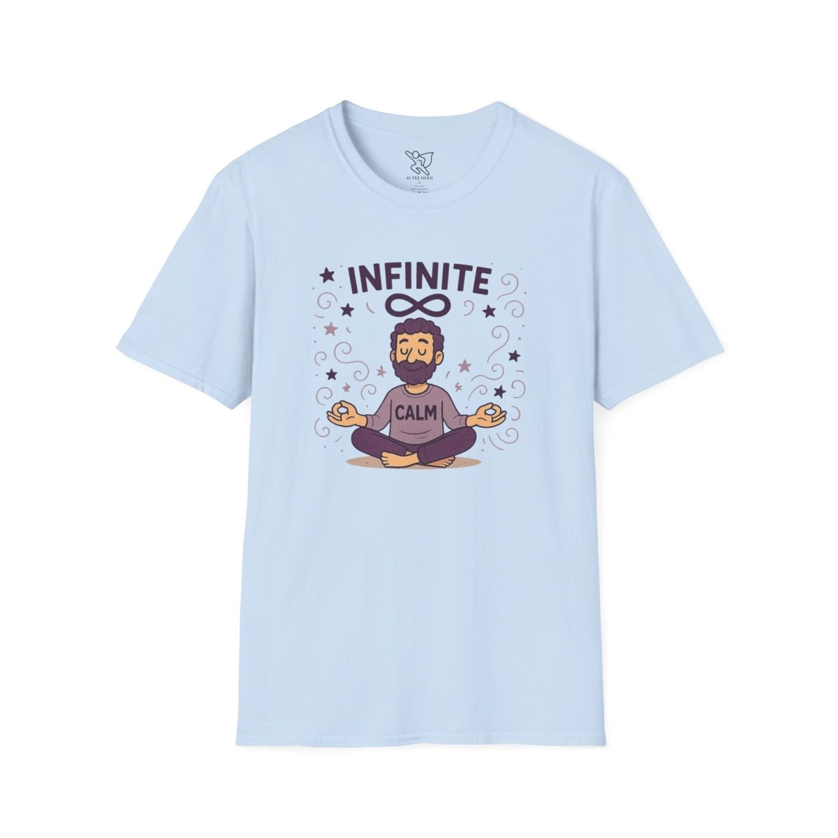 "Infinite Calm" Meditation Vibes T-Shirt - Unisex Softstyle Shirt, Gift for Yogis, Mindfulness, Relaxation, Zen Art Tee, Casual Everyday Wear - MINDSet Collection - AI Tee Hero