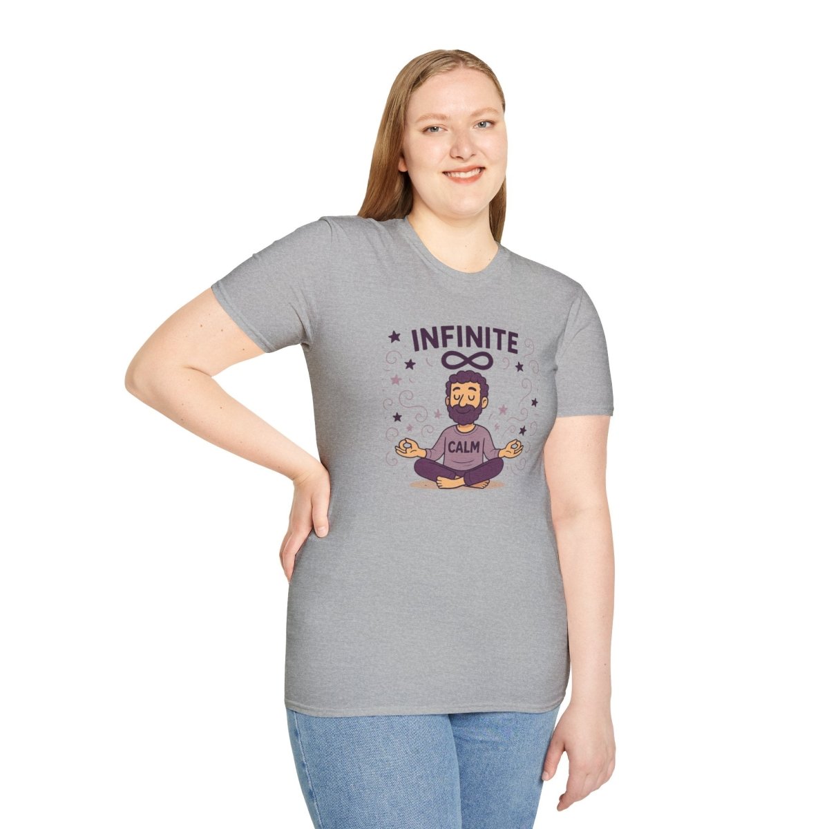"Infinite Calm" Meditation Vibes T-Shirt - Unisex Softstyle Shirt, Gift for Yogis, Mindfulness, Relaxation, Zen Art Tee, Casual Everyday Wear - MINDSet Collection - AI Tee Hero