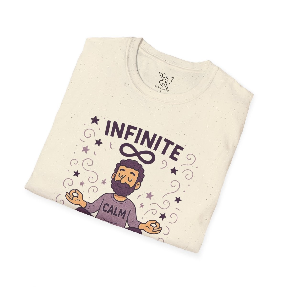 "Infinite Calm" Meditation Vibes T-Shirt - Unisex Softstyle Shirt, Gift for Yogis, Mindfulness, Relaxation, Zen Art Tee, Casual Everyday Wear - MINDSet Collection - AI Tee Hero