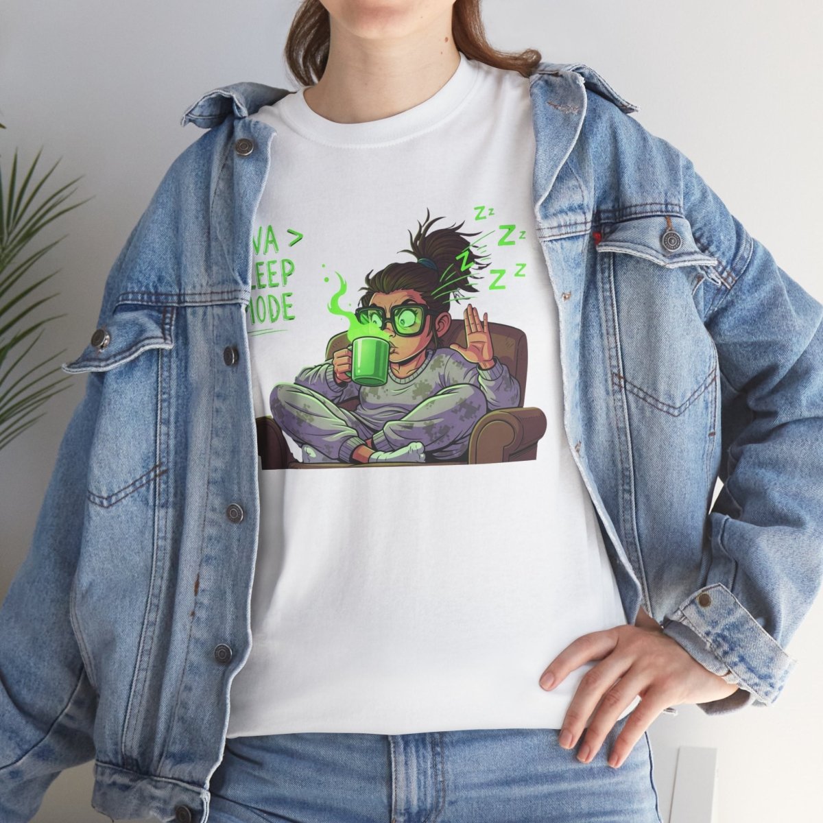 "Java > Sleep Mode" CW - 1 Unisex Heavy Cotton Tee, Casual Wear, Gift for Coffee Lovers, Relaxation Shirt, Graphic Tee for Holidays - AI Tee Hero
