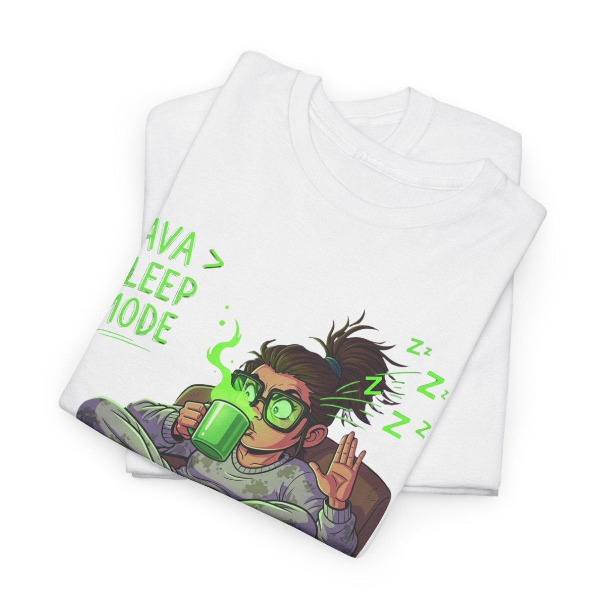 "Java > Sleep Mode" CW - 1 Unisex Heavy Cotton Tee, Casual Wear, Gift for Coffee Lovers, Relaxation Shirt, Graphic Tee for Holidays - AI Tee Hero