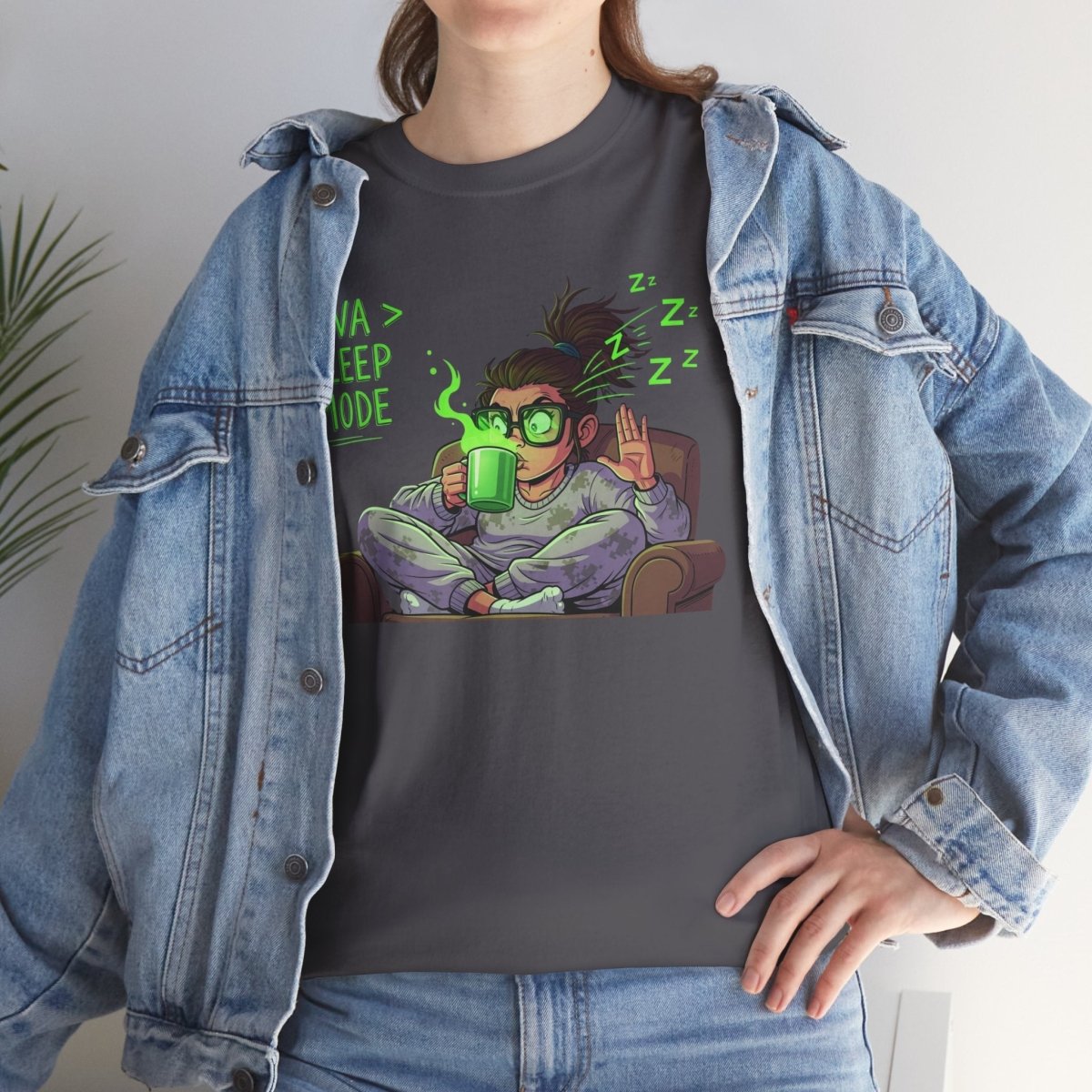 "Java > Sleep Mode" CW - 1 Unisex Heavy Cotton Tee, Casual Wear, Gift for Coffee Lovers, Relaxation Shirt, Graphic Tee for Holidays - AI Tee Hero