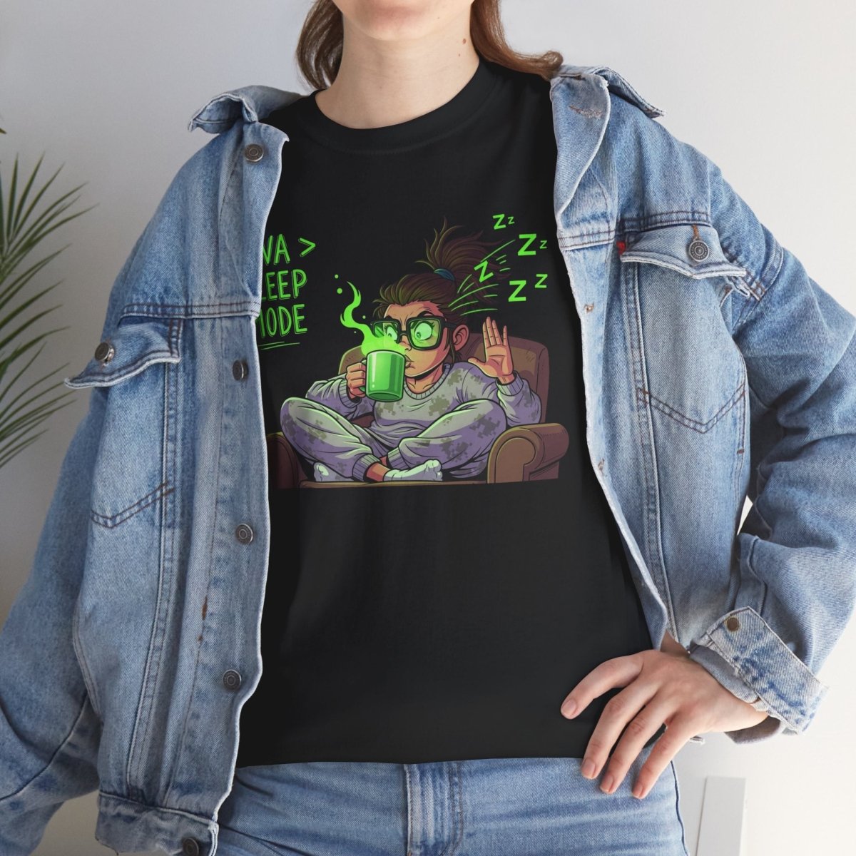 "Java > Sleep Mode" CW - 1 Unisex Heavy Cotton Tee, Casual Wear, Gift for Coffee Lovers, Relaxation Shirt, Graphic Tee for Holidays - AI Tee Hero