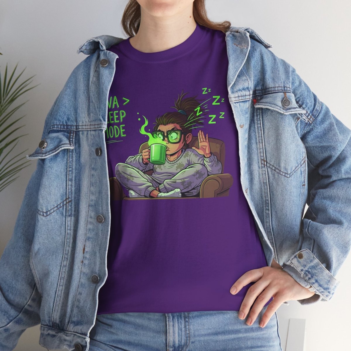"Java > Sleep Mode" CW - 1 Unisex Heavy Cotton Tee, Casual Wear, Gift for Coffee Lovers, Relaxation Shirt, Graphic Tee for Holidays - AI Tee Hero