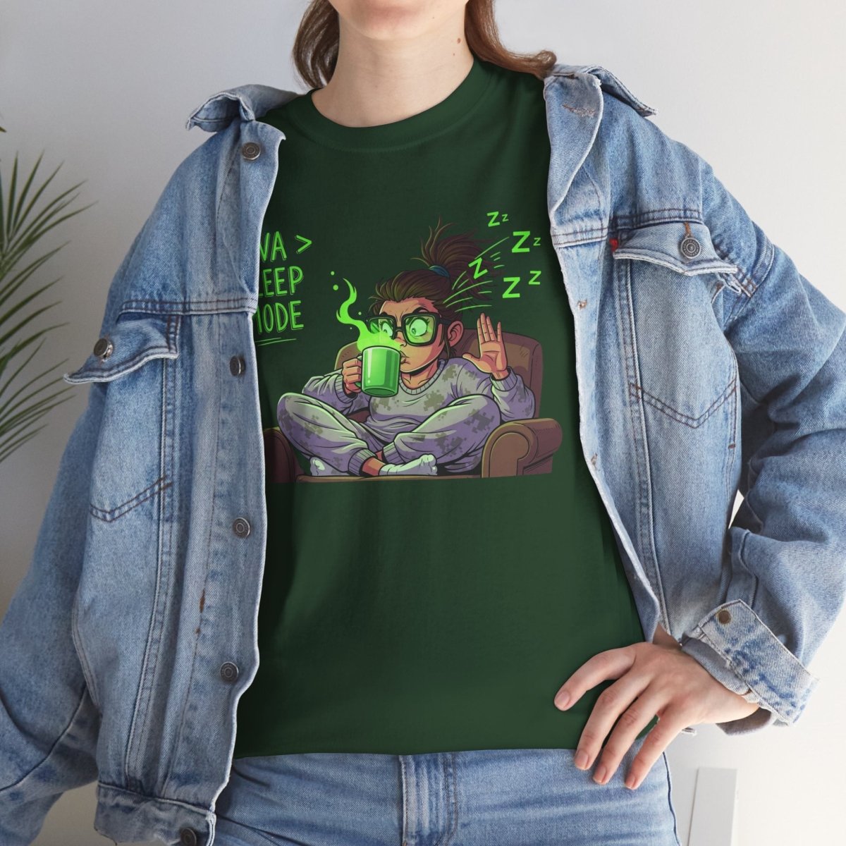 "Java > Sleep Mode" CW - 1 Unisex Heavy Cotton Tee, Casual Wear, Gift for Coffee Lovers, Relaxation Shirt, Graphic Tee for Holidays - AI Tee Hero