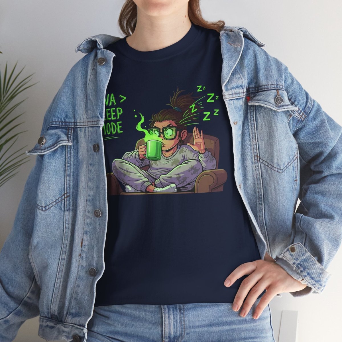 "Java > Sleep Mode" CW - 1 Unisex Heavy Cotton Tee, Casual Wear, Gift for Coffee Lovers, Relaxation Shirt, Graphic Tee for Holidays - AI Tee Hero