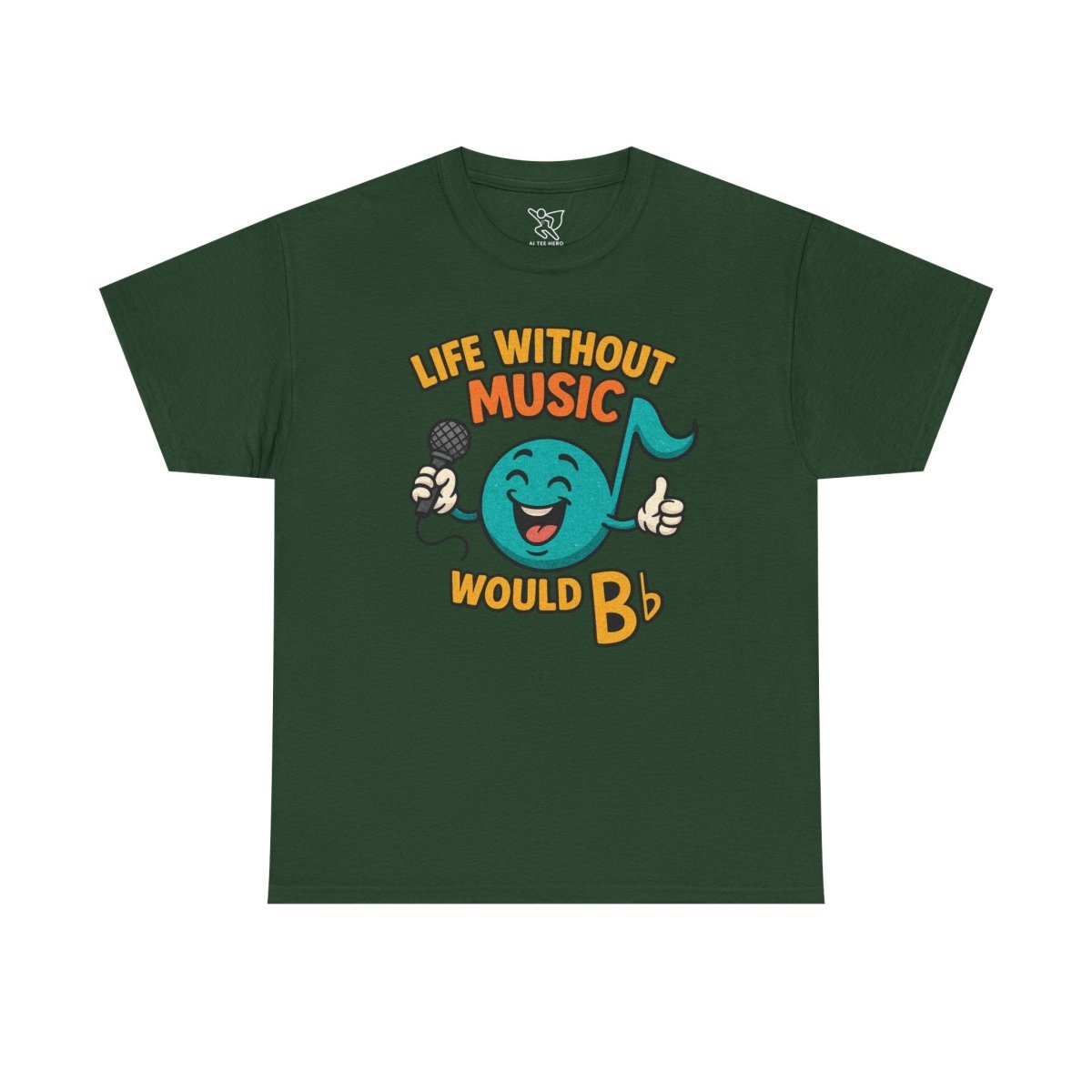 "Life Without Music, Would B flat" Unisex Heavy Cotton Tee, Music Lover Shirt, Gift for Musicians, Funny Quote Tee, Casual Wear, Concert Outfit - MINDSet - AI Tee Hero