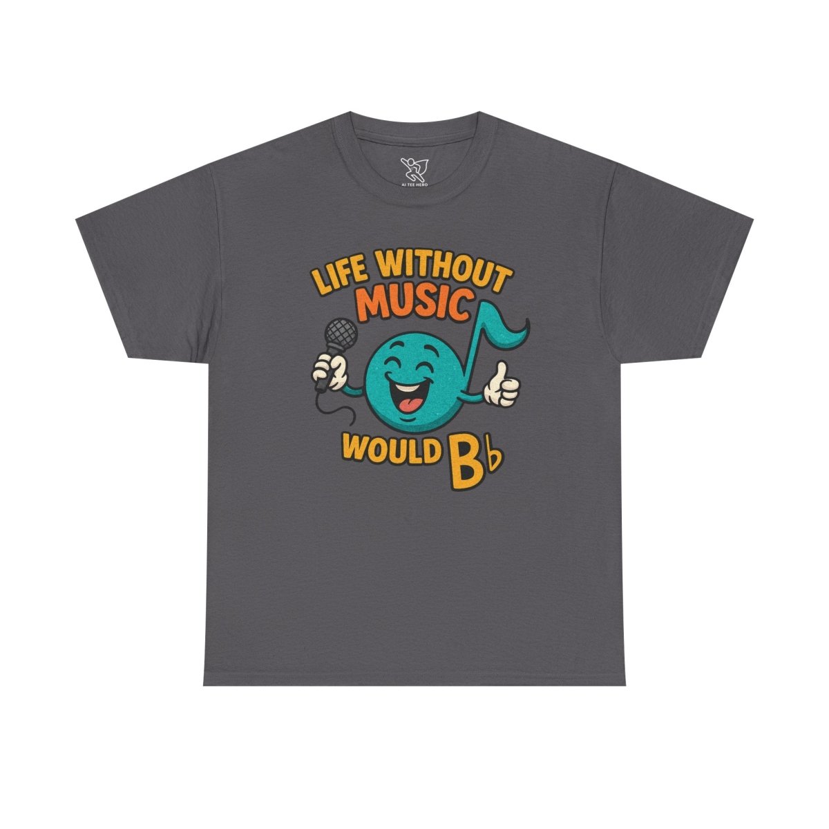 "Life Without Music, Would B flat" Unisex Heavy Cotton Tee, Music Lover Shirt, Gift for Musicians, Funny Quote Tee, Casual Wear, Concert Outfit - MINDSet - AI Tee Hero