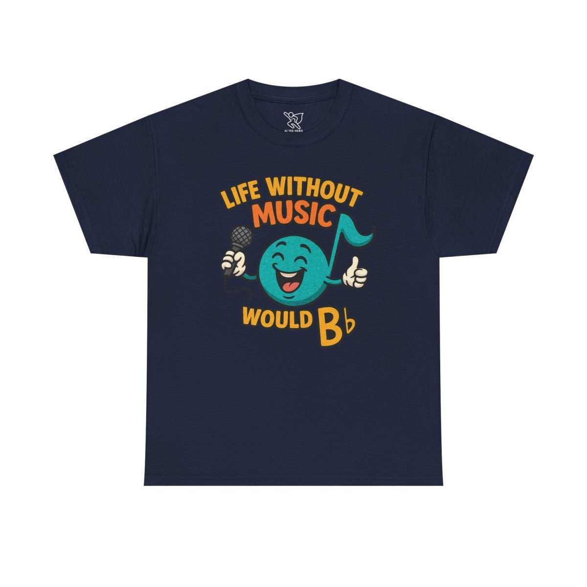 "Life Without Music, Would B flat" Unisex Heavy Cotton Tee, Music Lover Shirt, Gift for Musicians, Funny Quote Tee, Casual Wear, Concert Outfit - MINDSet - AI Tee Hero