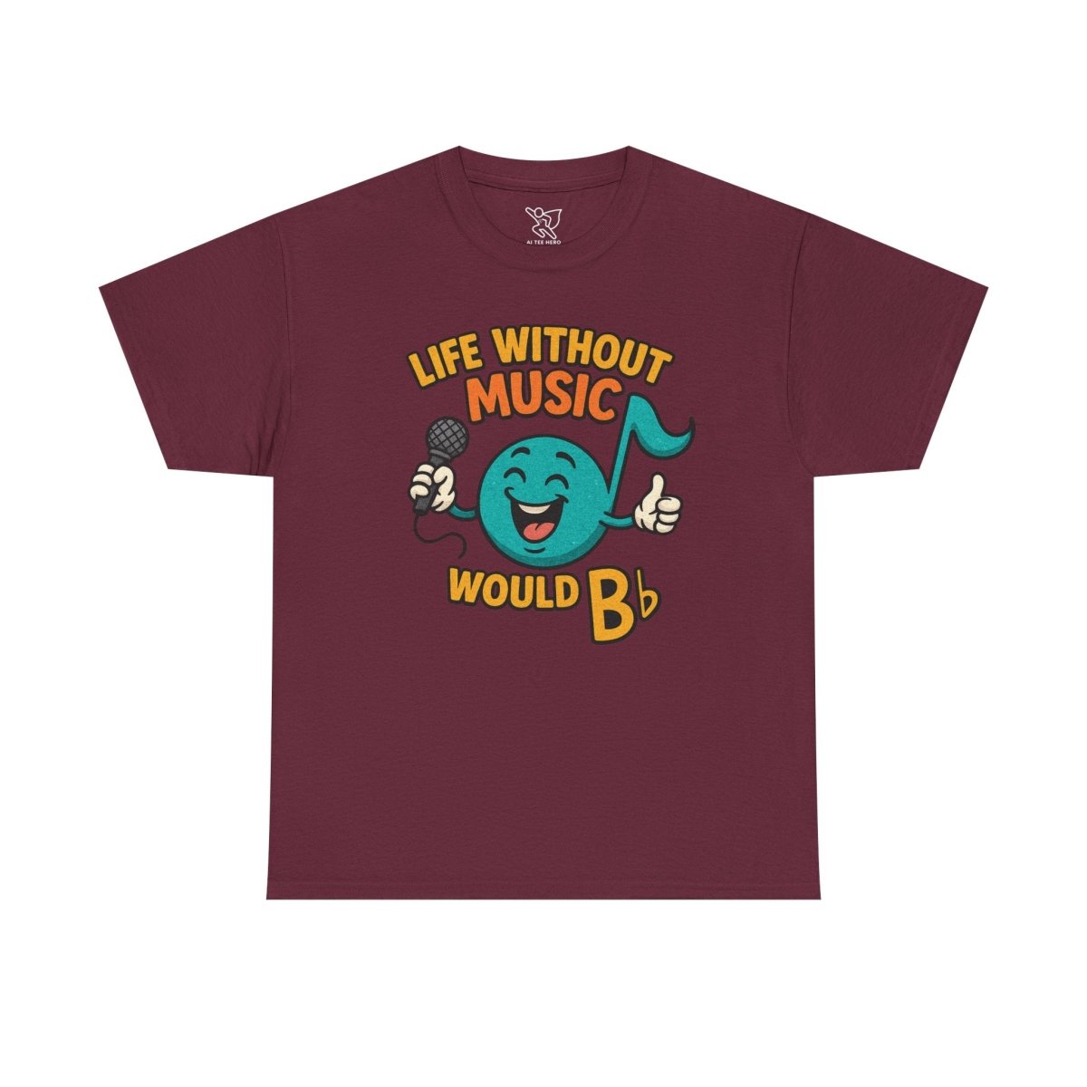 "Life Without Music, Would B flat" Unisex Heavy Cotton Tee, Music Lover Shirt, Gift for Musicians, Funny Quote Tee, Casual Wear, Concert Outfit - MINDSet - AI Tee Hero