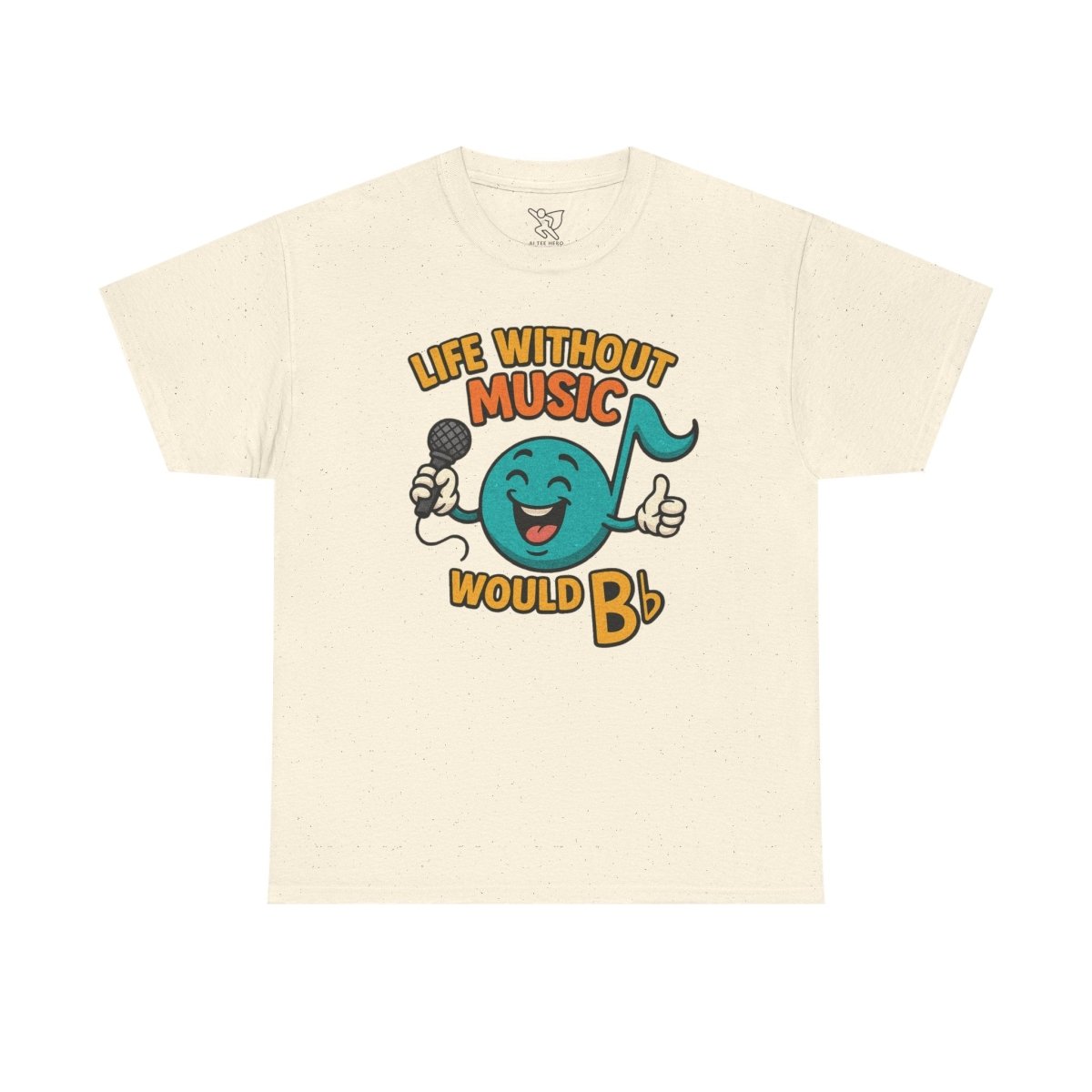 "Life Without Music, Would B flat" Unisex Heavy Cotton Tee, Music Lover Shirt, Gift for Musicians, Funny Quote Tee, Casual Wear, Concert Outfit - MINDSet - AI Tee Hero