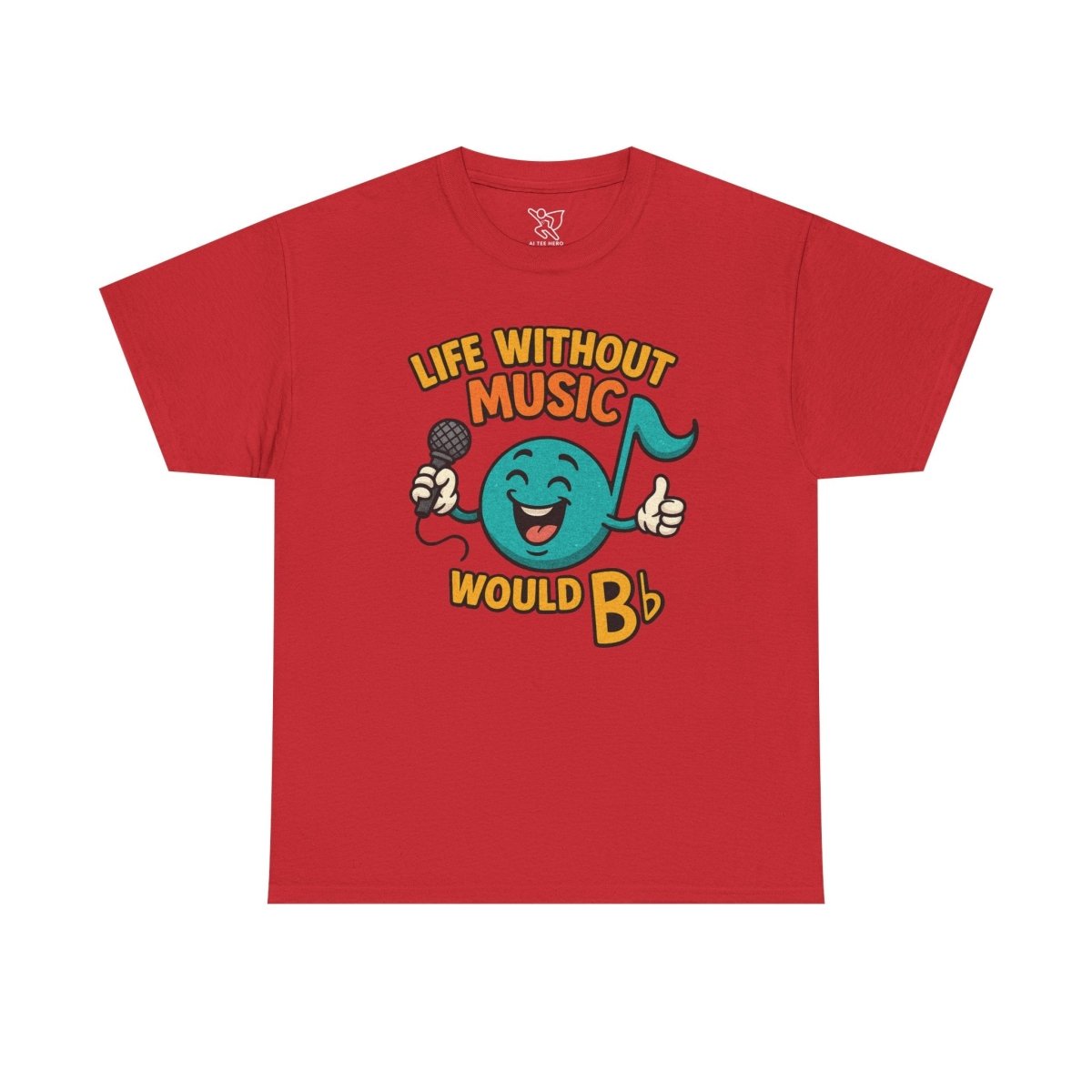 "Life Without Music, Would B flat" Unisex Heavy Cotton Tee, Music Lover Shirt, Gift for Musicians, Funny Quote Tee, Casual Wear, Concert Outfit - MINDSet - AI Tee Hero