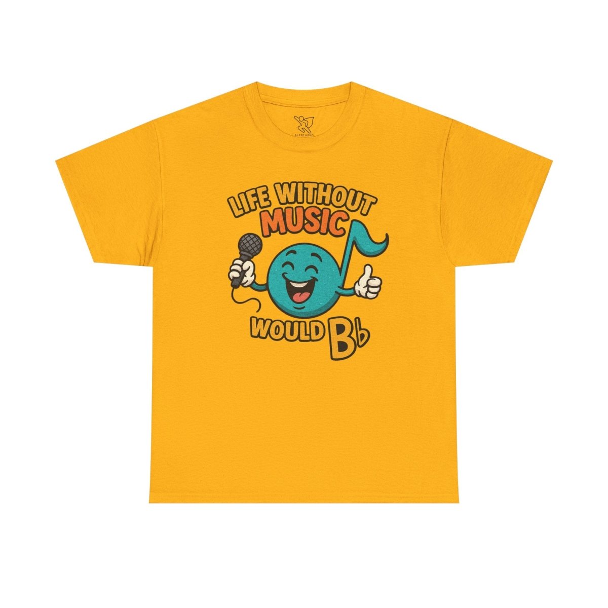 "Life Without Music, Would B flat" Unisex Heavy Cotton Tee, Music Lover Shirt, Gift for Musicians, Funny Quote Tee, Casual Wear, Concert Outfit - MINDSet - AI Tee Hero