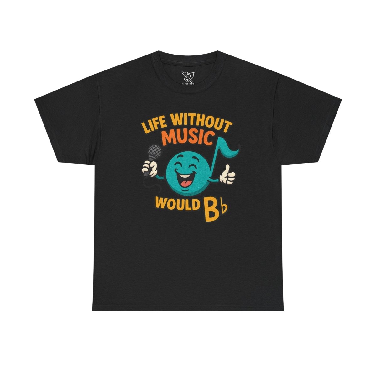 "Life Without Music, Would B flat" Unisex Heavy Cotton Tee, Music Lover Shirt, Gift for Musicians, Funny Quote Tee, Casual Wear, Concert Outfit - MINDSet - AI Tee Hero