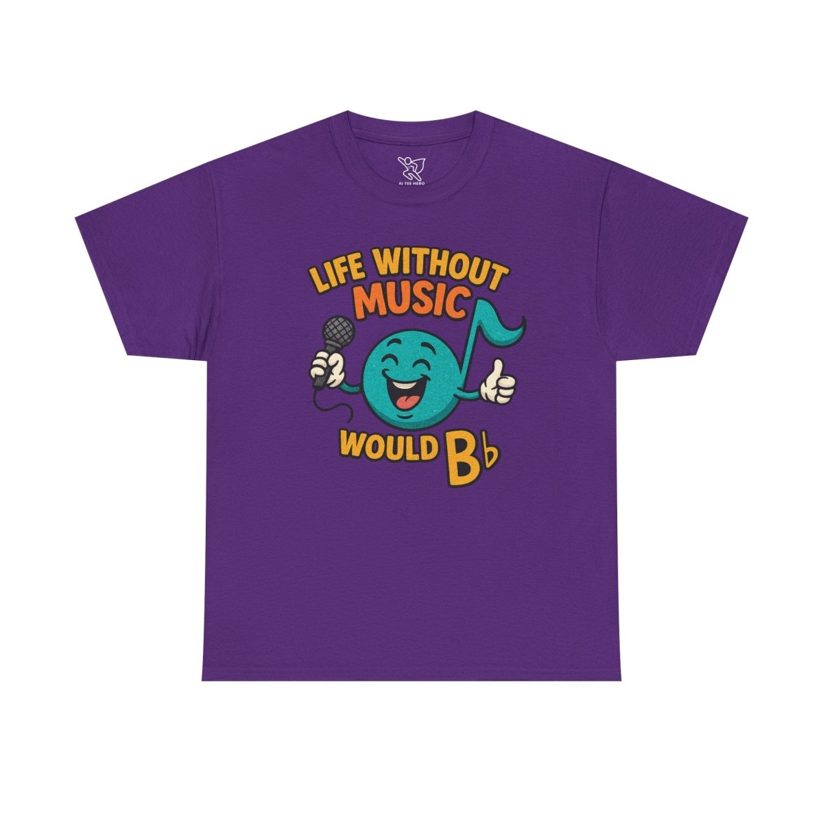 "Life Without Music, Would B flat" Unisex Heavy Cotton Tee, Music Lover Shirt, Gift for Musicians, Funny Quote Tee, Casual Wear, Concert Outfit - MINDSet - AI Tee Hero