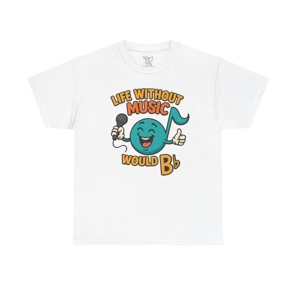 "Life Without Music, Would B flat" Unisex Heavy Cotton Tee, Music Lover Shirt, Gift for Musicians, Funny Quote Tee, Casual Wear, Concert Outfit - MINDSet - AI Tee Hero