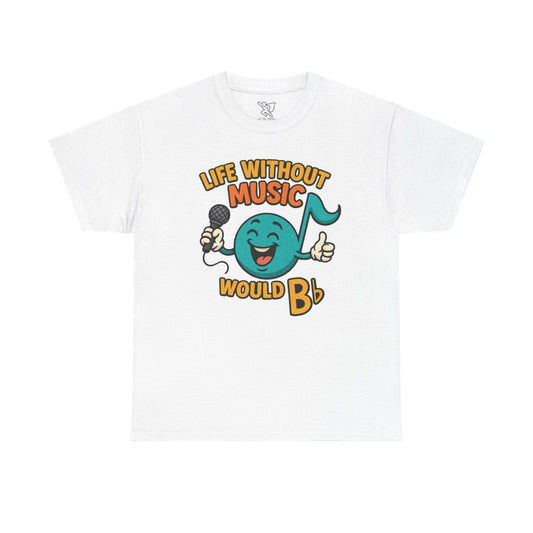"Life Without Music, Would B flat" Unisex Heavy Cotton Tee, Music Lover Shirt, Gift for Musicians, Funny Quote Tee, Casual Wear, Concert Outfit - MINDSet - AI Tee Hero