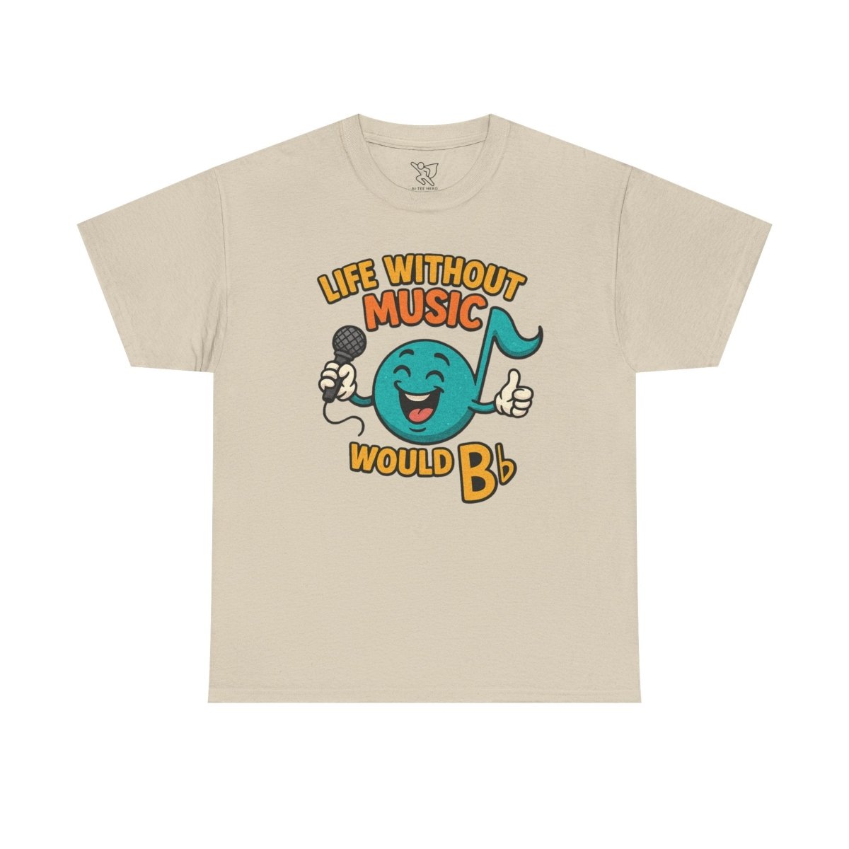 "Life Without Music, Would B flat" Unisex Heavy Cotton Tee, Music Lover Shirt, Gift for Musicians, Funny Quote Tee, Casual Wear, Concert Outfit - MINDSet - AI Tee Hero