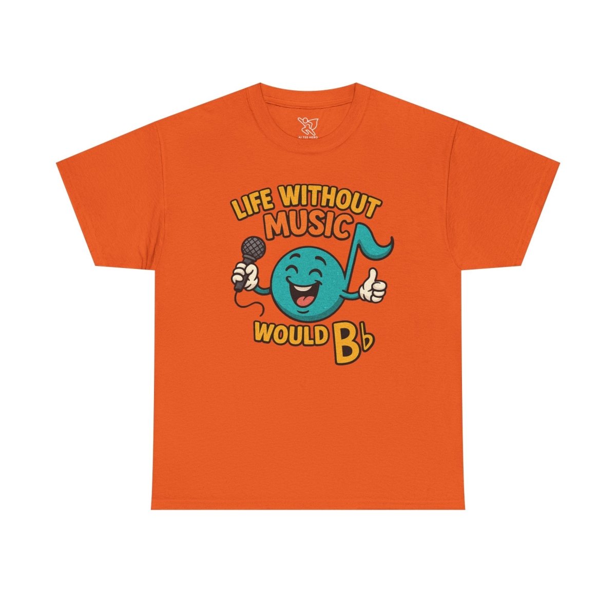 "Life Without Music, Would B flat" Unisex Heavy Cotton Tee, Music Lover Shirt, Gift for Musicians, Funny Quote Tee, Casual Wear, Concert Outfit - MINDSet - AI Tee Hero