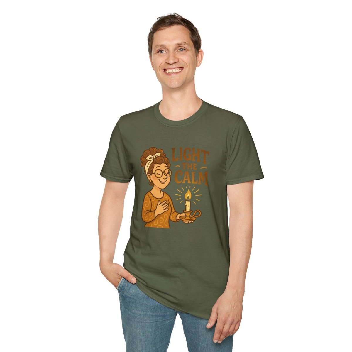 "Light the Calm" Relaxation Tee, Self - Care Apparel, Mindfulness Gift, Cozy Unisex T-Shirt - MINDSet Collection - AI Tee Hero