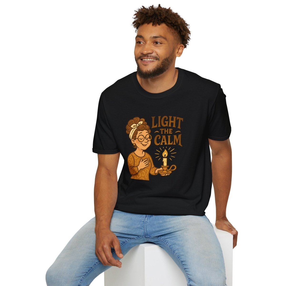 "Light the Calm" Relaxation Tee, Self - Care Apparel, Mindfulness Gift, Cozy Unisex T-Shirt - MINDSet Collection - AI Tee Hero